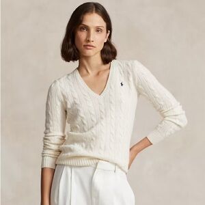 Polo Ralph Lauren v neck cable knit sweater. Size small